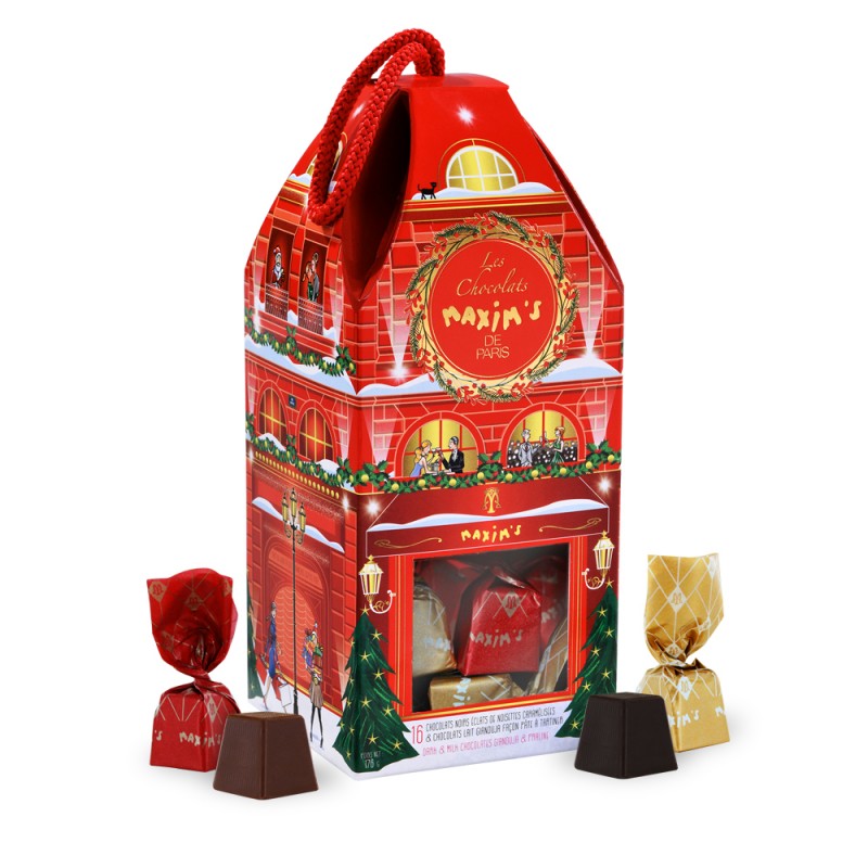 Chocolats de Noël - Boîte de chocolat rouge à partager 500g