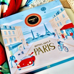 Square Tin of 50 chocolate squares "Bonjour Paris"-Chocolates-Maxim's shop